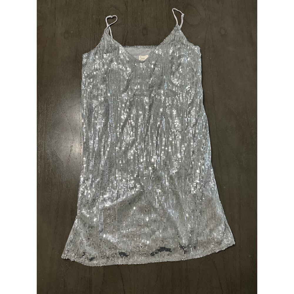 A New Day Silver Sequin Strappy Dress Size XS